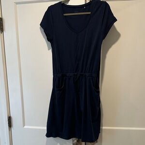 Toad & Co Casual Navy Short Sleeve Drawstring Dress
